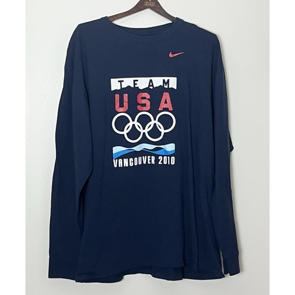 Nike Other - Nike Team USA T-Shirt Men's XXL Navy Blue Loose Fit Olympics Vancouver 2010